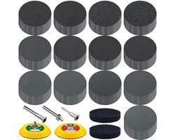 SIQUK Schuurschijven, klittenband, 75 mm, nat en droog schuurpapier, schuurpads, korrel 80-10000, schuurbladen, schuurpapier, rond, voor auto, polijsten, hout, metaal, 130 stuks
