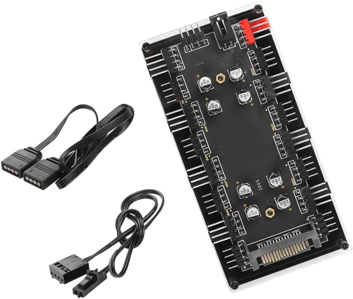 Ventilator Hub - PC Cooler Controller - Computer Koeling - 8 Poorten Sync - Zwart