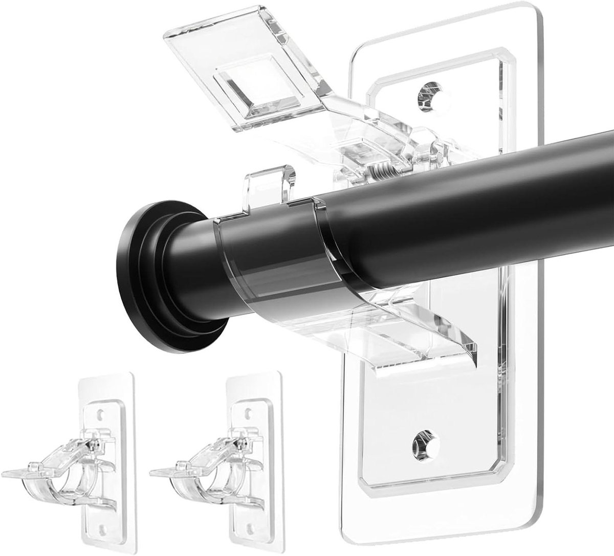 SINZONeu® Set van 2 gordijnroedes zonder boren, zelfklevend, van huisdier, voor badkamer en woonkamer (max. 15 lbs)