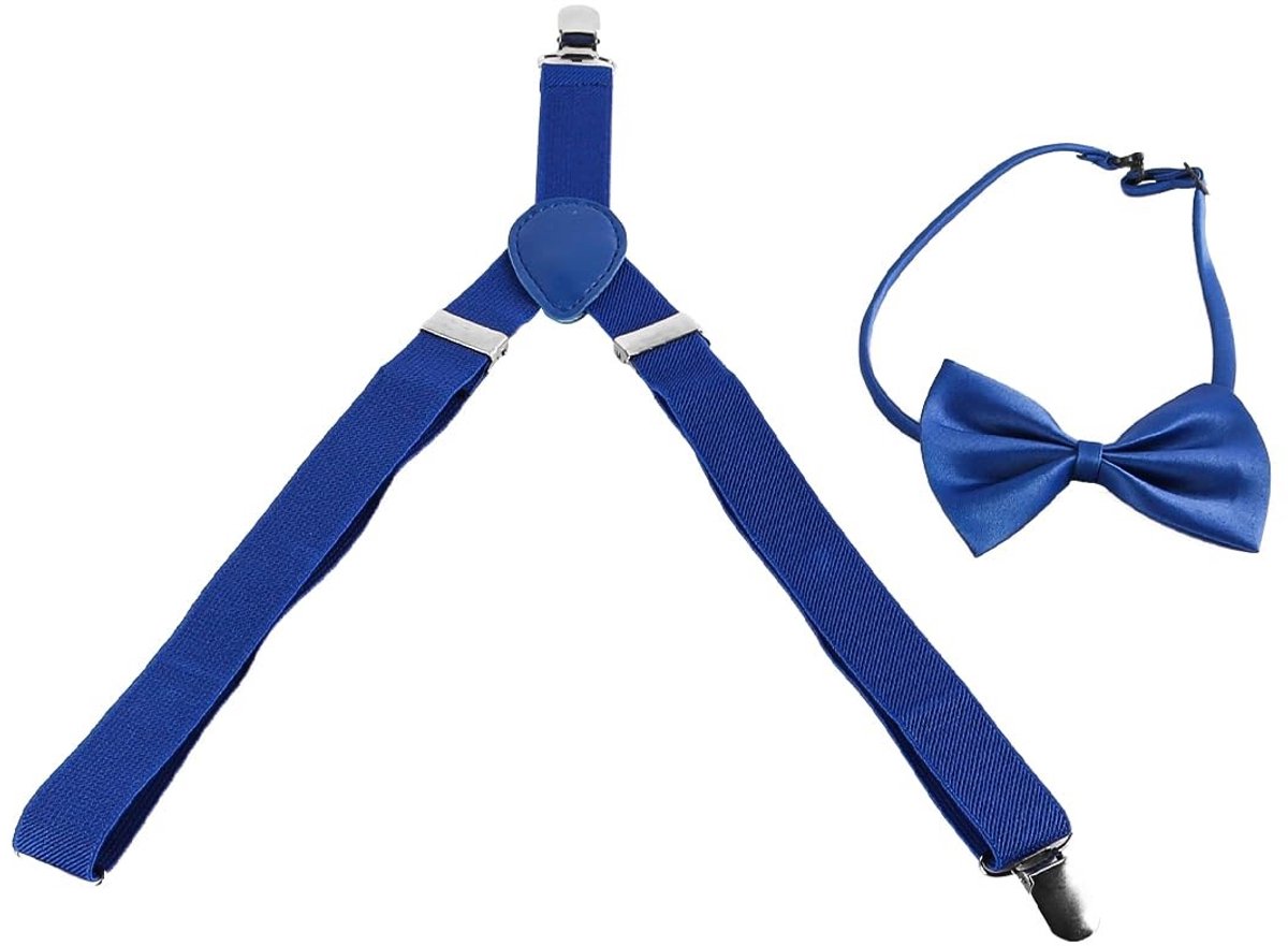 Verstelbare Y-vormige Banden met Strikset - Royal Blue - Geschikt voor Lengtes onder 130cm