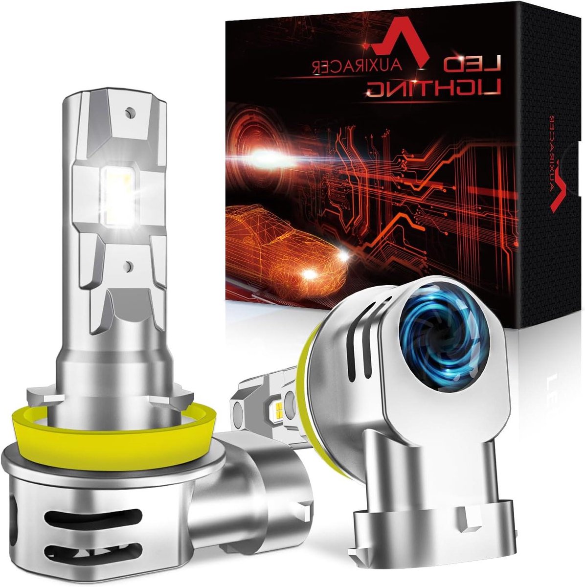 H11 LED Koplamp Lamp, 30000LM 6500K 800% Helderheid, Plug and Play H11 H9 H8 LED Koplampen voor Auto, 2 Stuks