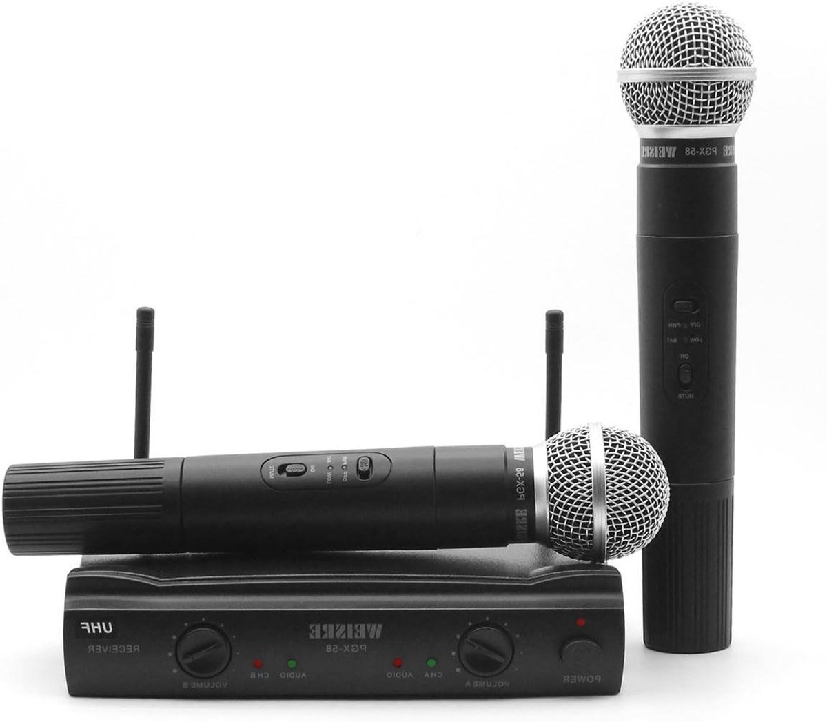 Draadloos Microfoonsysteem - Tweekanaals VHF - Feesten Karaoke - Stabiel Signaal - 2 Handmicrofoons