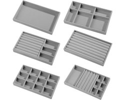 6 Pieces Jewellery Tray, Jewellery Organiser, Stackers, Jewellery Box, Earring Box, Ring Box, Necklace Box for Women and Girls, Jewellery Storage Drawers for Rings Earrings