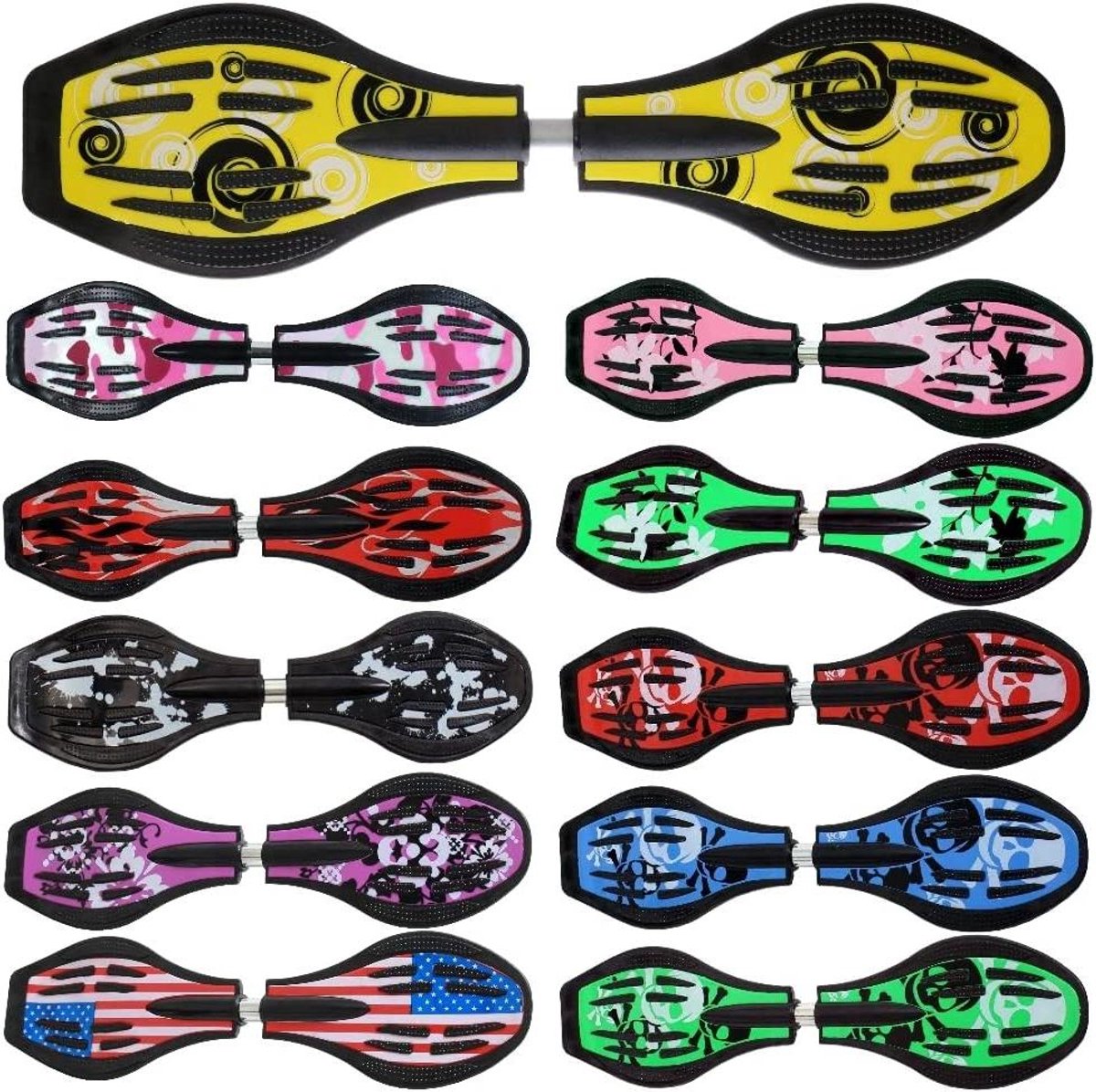 Waveboard Casterboard skateboard Leren skateboarden ABEC9 kogellagers LED-wielen 86cm Spiraal