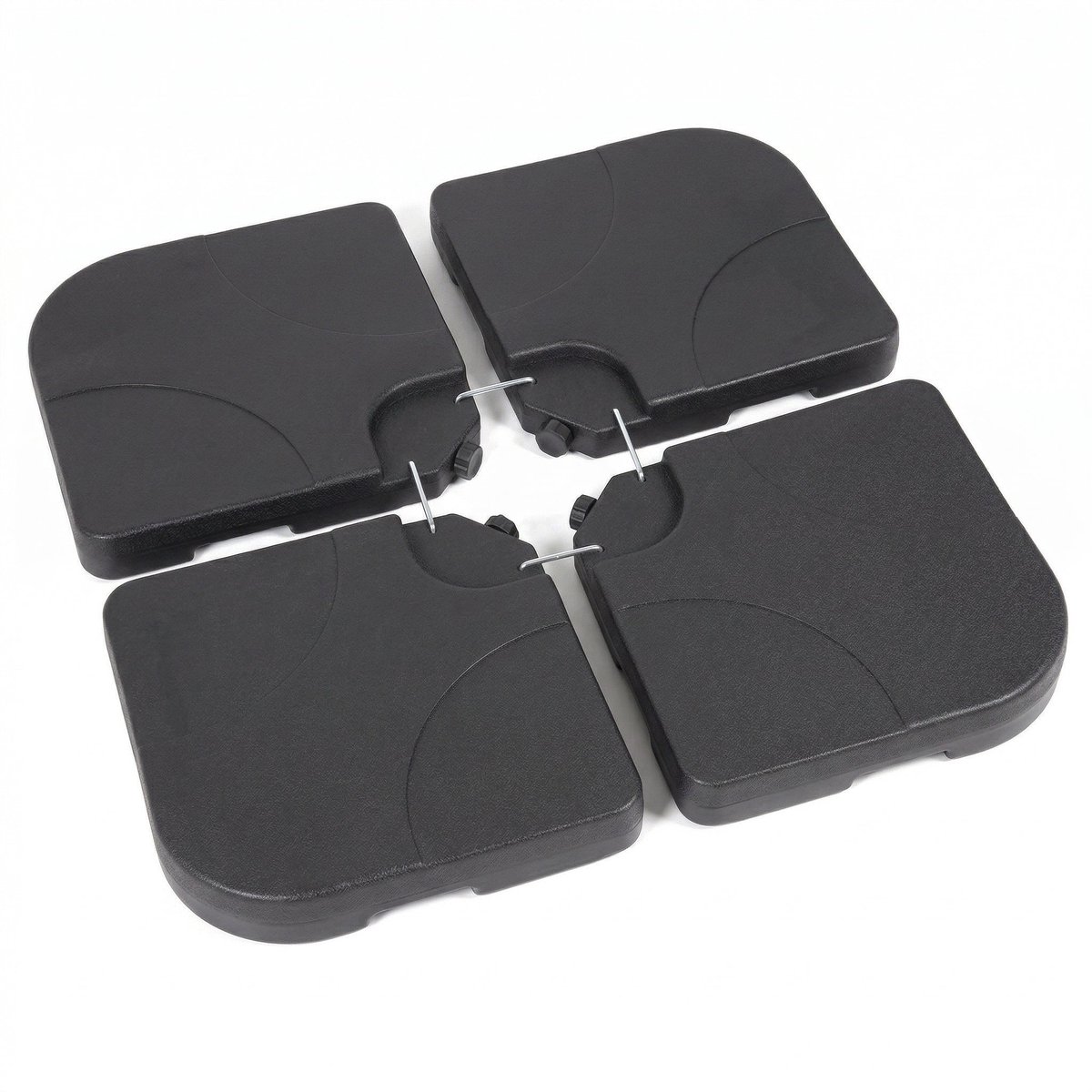 Cheqo® Parasoltegels Set van 4 - Parasolvoet Vulbaar voor Kruisvoet - Zweefparasol Parasol Tegels - Verzwaringsplaten - Parasolvoettegels - Voettegels Parasol - Kunststof Watervulbaar - Parasolhouder - Parasol Verzwaring voor Tuin en Balkon