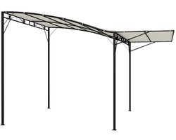Luxe Pergola - Prieel - Paviljoen met Inklapbare Dakuitbreiding - Overkapping - Weerbestendig - 3 x 2,5 m - met Zonwering - Terrasoverkapping – Tuinpaviljoen Buiten - voor Terras, Tuin, Balkon - Crèmewit