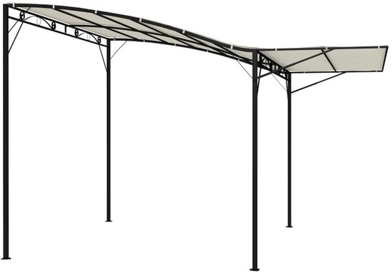 Luxe Pergola - Prieel - Paviljoen met Inklapbare Dakuitbreiding - Overkapping - Weerbestendig - 3 x 2,5 m - met Zonwering - Terrasoverkapping – Tuinpaviljoen Buiten - voor Terras, Tuin, Balkon - Crèmewit