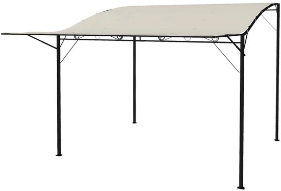 Luxe Pergola - Prieel - Paviljoen met Inklapbare Dakuitbreiding - Overkapping - Weerbestendig - 3 x 2,5 m - met Zonwering - Terrasoverkapping – Tuinpaviljoen Buiten - voor Terras, Tuin, Balkon - Crèmewit