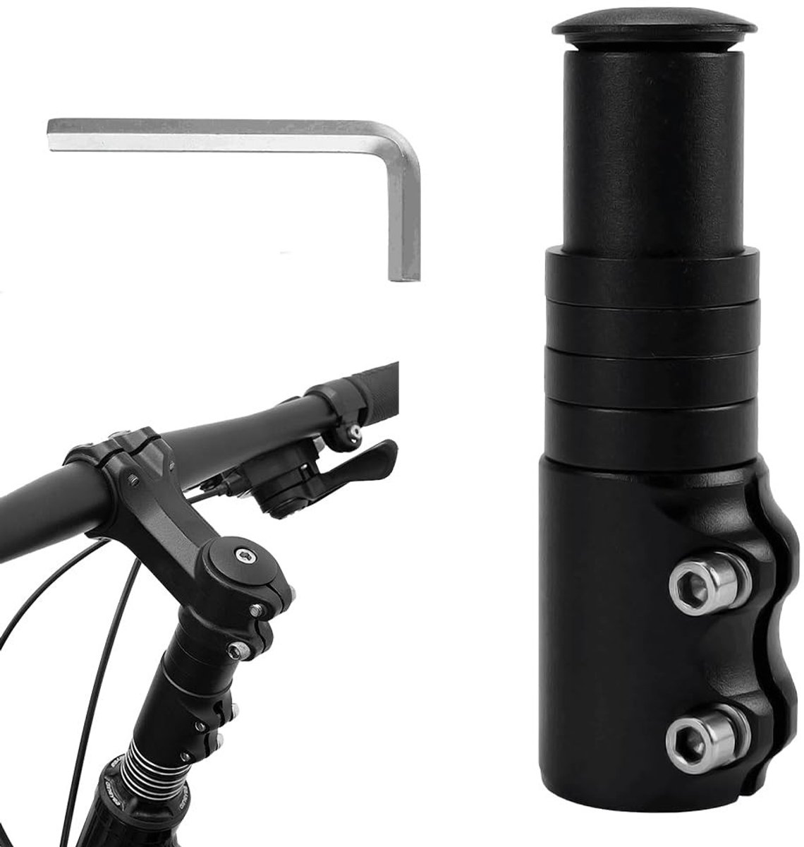Bicycle Handlebar Riser 28.6mm - Aluminium Verhoogstuk voor Fietsstuur - Zwart