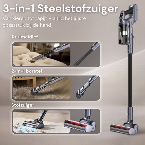 Vesora® 3-en-1 Steelstofzuiger V1 Sans fil sans sac - Aspirateur sans fil - Aspirateur à miettes sans cordon - Aspirateur - Aspirateur à main - Aspirateur sans fil avec filtre Hepa - Aspirateur pour animaux de compagnie - Aspirateur sans sac