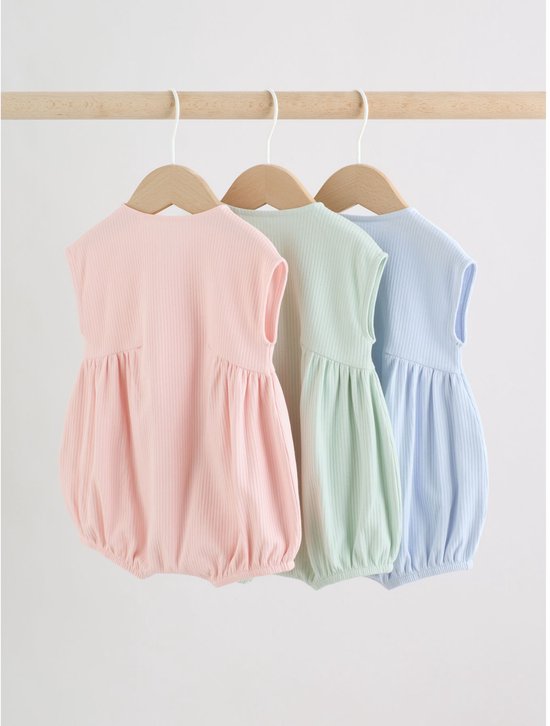 Next - Meisjes - Set van 3 babyrompers met rits - Roze