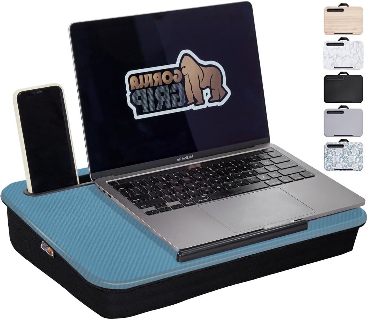 Draagbaar Laptop Bureau - Schootbureau Kussen - Thuiswerken Comfortabel - Met Telefoonhouder - 16.5 x 11.8 Inch - Blauw