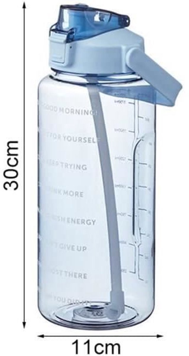 2-liter waterfles met kleurverloop, handvat, waterdicht, Geschikt Geschikt wandelen, sporten en fitness (zwart). thumbnail 4