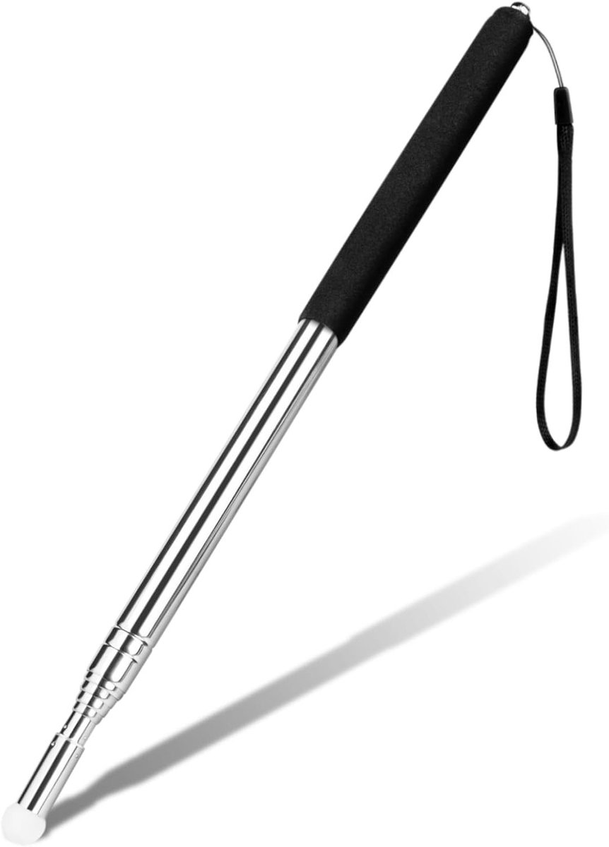 Verlengbare telescopische pointer van 120 cm met lanyard, roestvrij staal voor presentaties en onderwijs