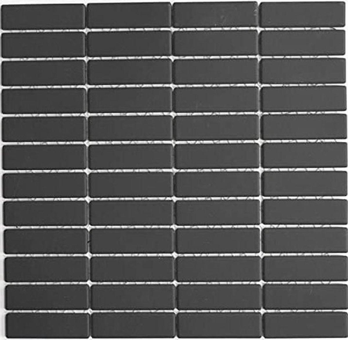Keramische Mozaïektegels - Stenen Tegels - Badkamer Vloer - Mat Zwart - 0.9 m² per mat - Z
