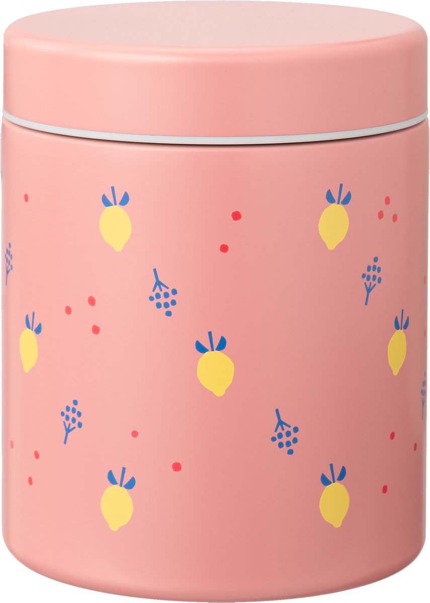 FreskThermos Lunchbox 500 ml - RVS Voedselcontainer – BPA-vrij – Lekvrije dop – Thermosbeker – Food Jar tot 6 Uur Warm – Lunchpot - Voedselpot - Roze - Summer Fruit