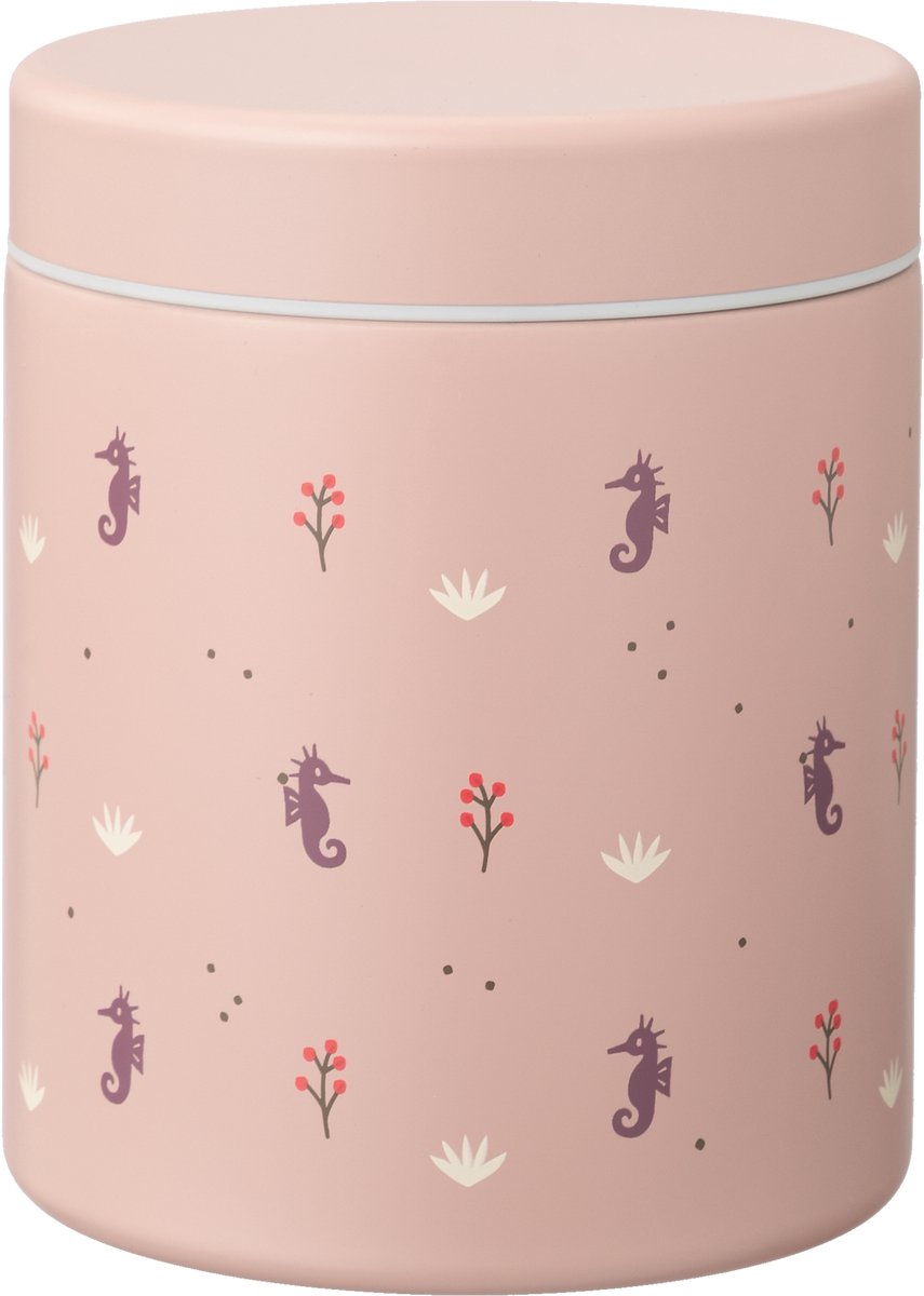 FreskThermos Lunchbox 500 ml - RVS Voedselcontainer – BPA-vrij – Lekvrije dop – Thermosbeker – Food Jar tot 6 Uur Warm – Lunchpot - Voedselpot - Roze - Seahorse