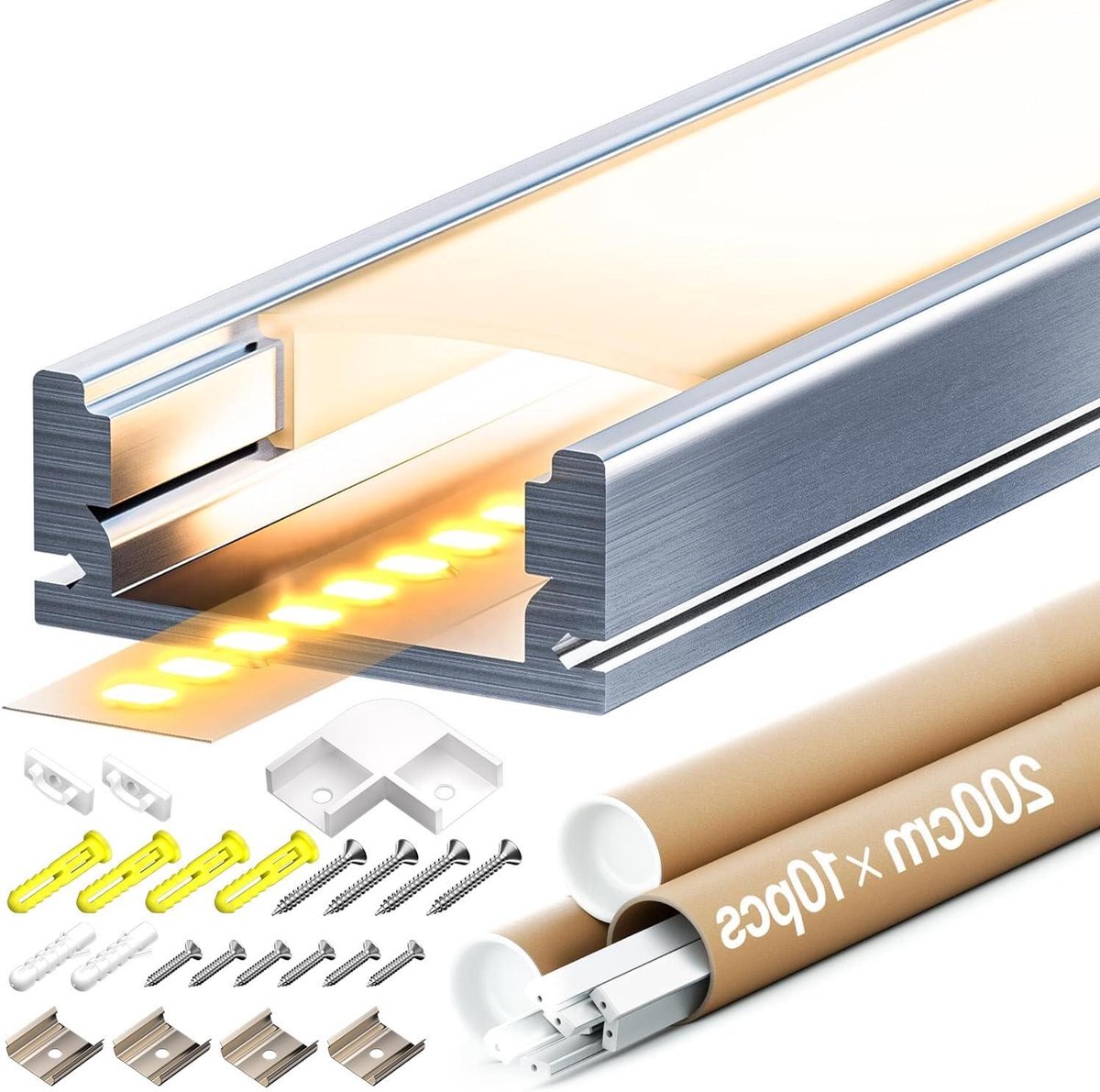 Aluminium profiel - Led strip profiel - Verlichting monteren - Mat afwerking - 2 meter - Nikkel
