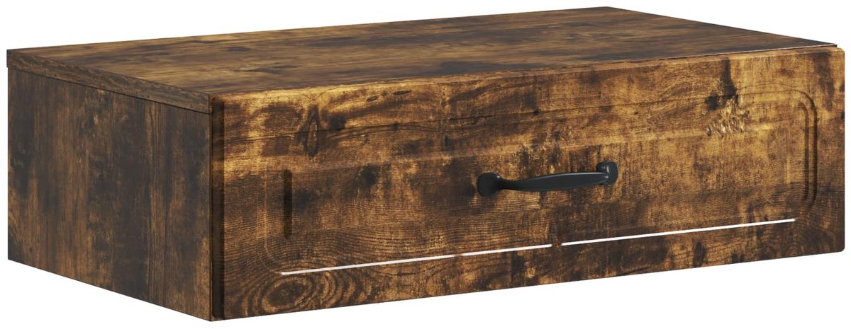vidaXL Wandgemonteerde - Zijtafel - 59 - x - 34,5 - x - 17 - cm - Bewerkt - hout Gerookt eiken