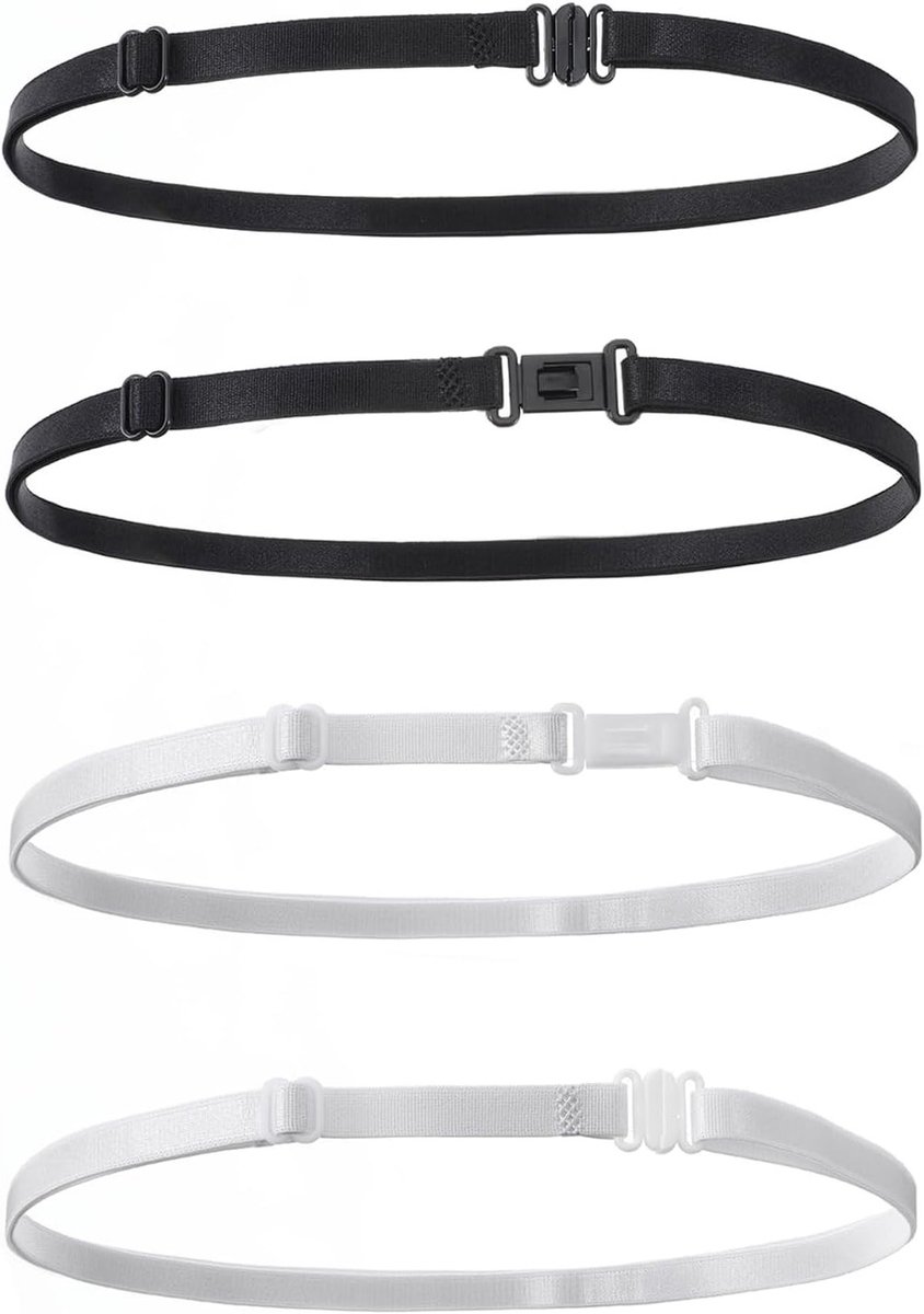 Verstelbare Crop Top Bandjes voor Shirts - 4 Stuks, Elastisch en Geschikt voor Elke Look, Zwart en Wit
