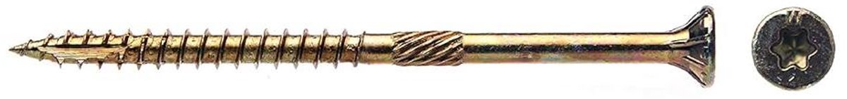 Houtschroeven - Gouden Schroeven - Bevestigen van Hout - Zelfdraaiende Kop - 9x3 Inch - Goud