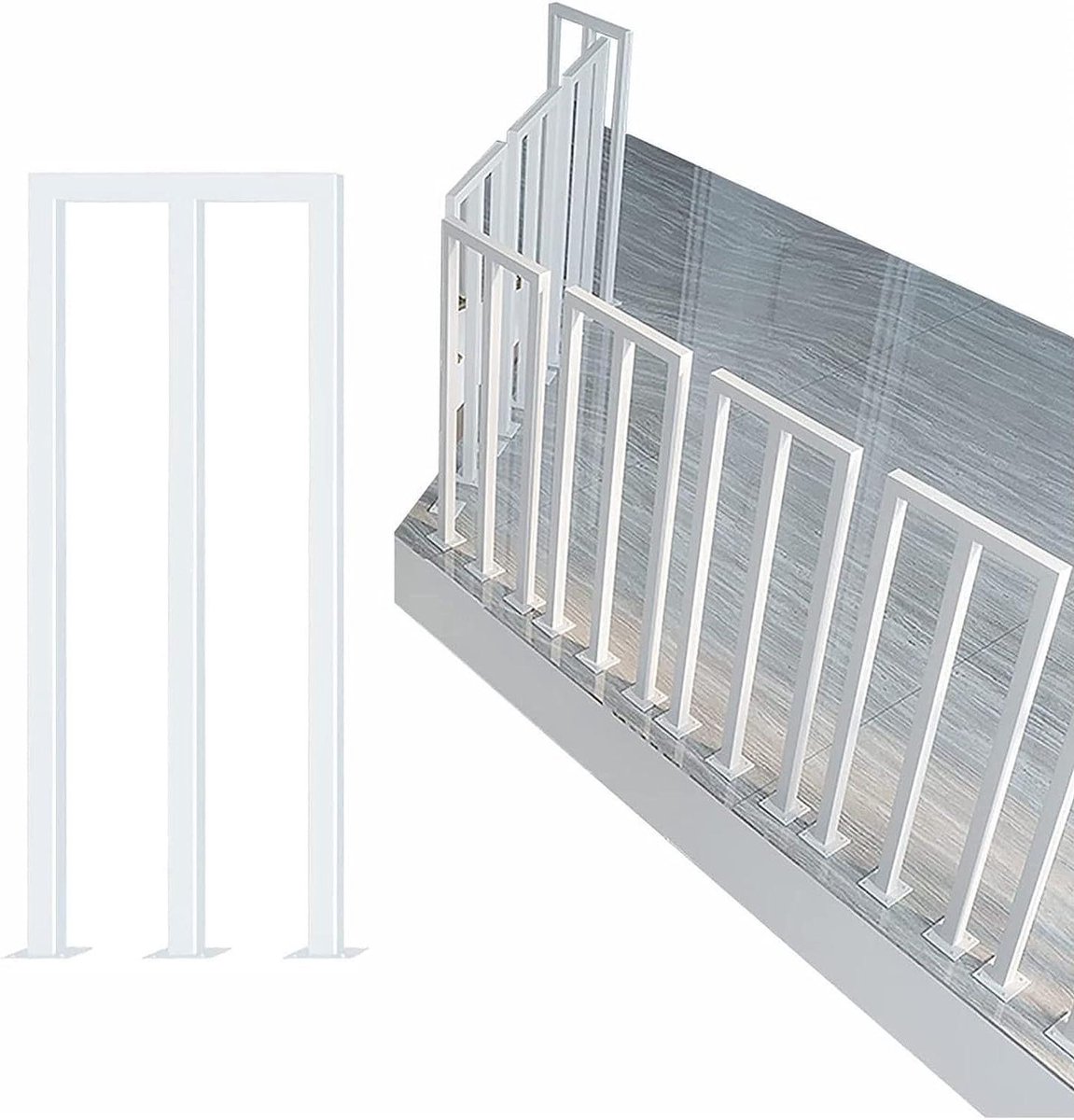 Trapleuning U-vorm - Veiligheidssteun Leuning - Veilig Traplopen - Smeedijzer Met Coating - H-35 cm - Wit