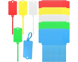 100 stuks waterdichte verzendlabels, 1,45" x 2,5" beschrijfbaar met sluitband, kabelbinderlabels voor sleutels, bagage, logistiek