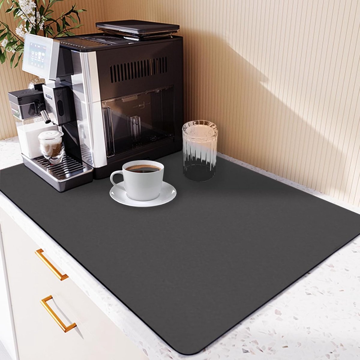 Afwasdroogmat 50 x 40 cm, superabsorberend voor keuken, koffiezetapparaat, bar - donkergrijs