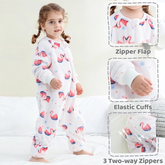 Slaapzak met voeten - Trappelzak pyjama - Baby slapen - Gedeelde voeten ontwerp - 25 TOG - Flamingo van slaapzak-met-voeten — afbeelding 4