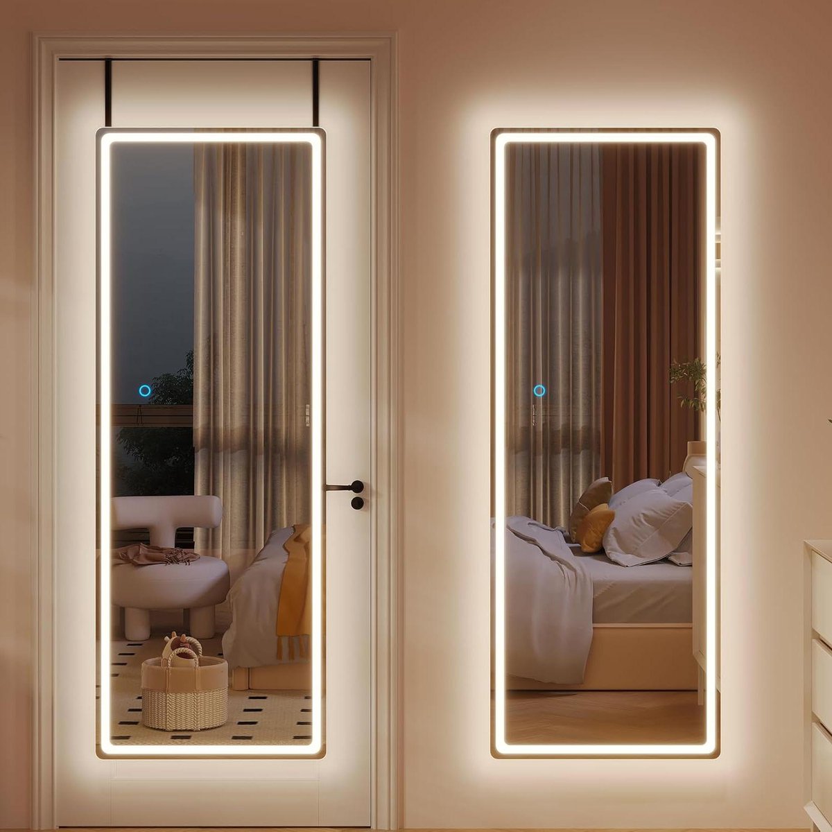 Full Body Spiegel - Wandspiegel Licht - Kamer Verfraaien - Ingebouwde LED Verlichting - 120 x 37 cm - Wit
