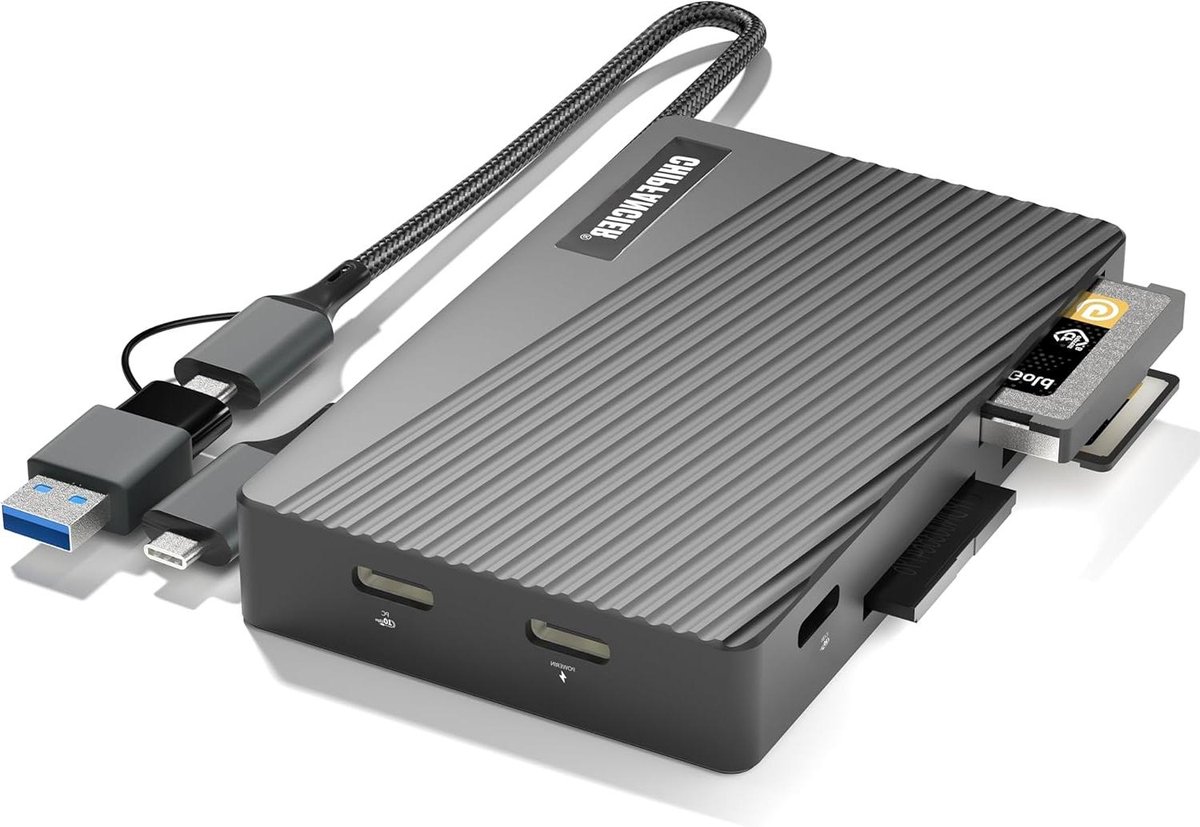 Geheugenkaartlezer USB 3.2 - Kaartlezer Alles-in-één - Bestanden Overzetten - 10 Gbps Snelheid - Compact Ontwerp - Zwart