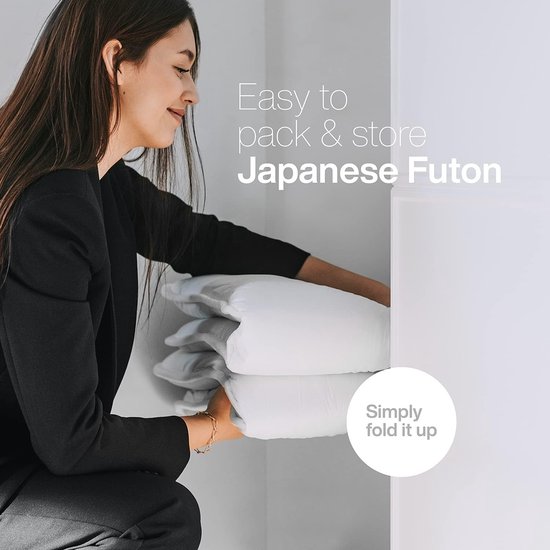 Japanse Futon Matras - Shiki Futon Vloermat - Comfortabel Slapen - Natuurlijk Katoen - 39" x 83" - Wit — afbeelding 2