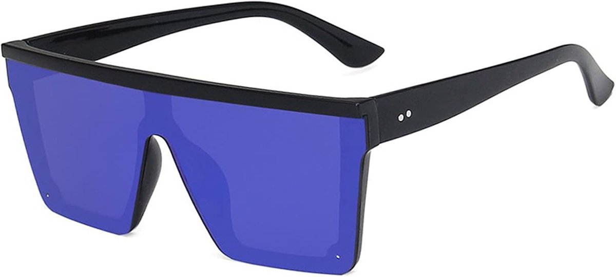 Zonnebrillen Dames Heren - Oversized Vierkant Zonnebril UV400 - 1 Stuk - Plat Bovendeel Gespiegeld - Reizen Wandelen Dagelijks