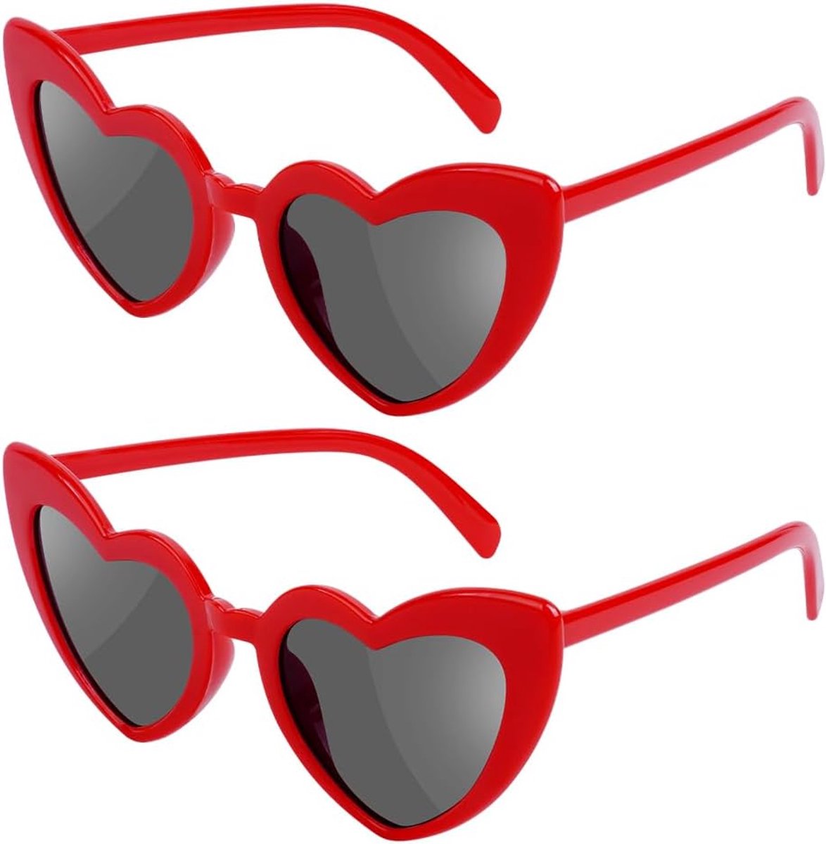 Hartjeszonnebrillen – Set van 2 retro cat-eye hartjesbrillen – UV400-zonbescherming – Modieuze brillen voor heren, dames en kinderen – Ideaal voor feesten, reizen en fotoshoots