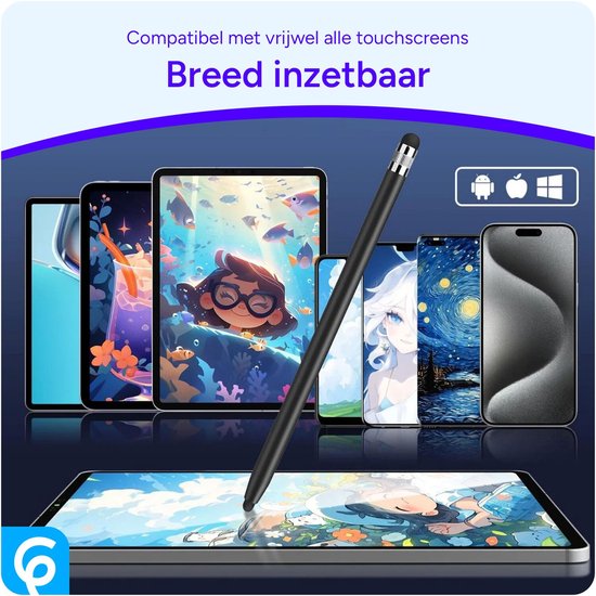 SBG Universele Stylus Pen - Geschikt voor Telefoon Tablet en iPad - Twee zachte punten - Zwart van SBG — afbeelding 5