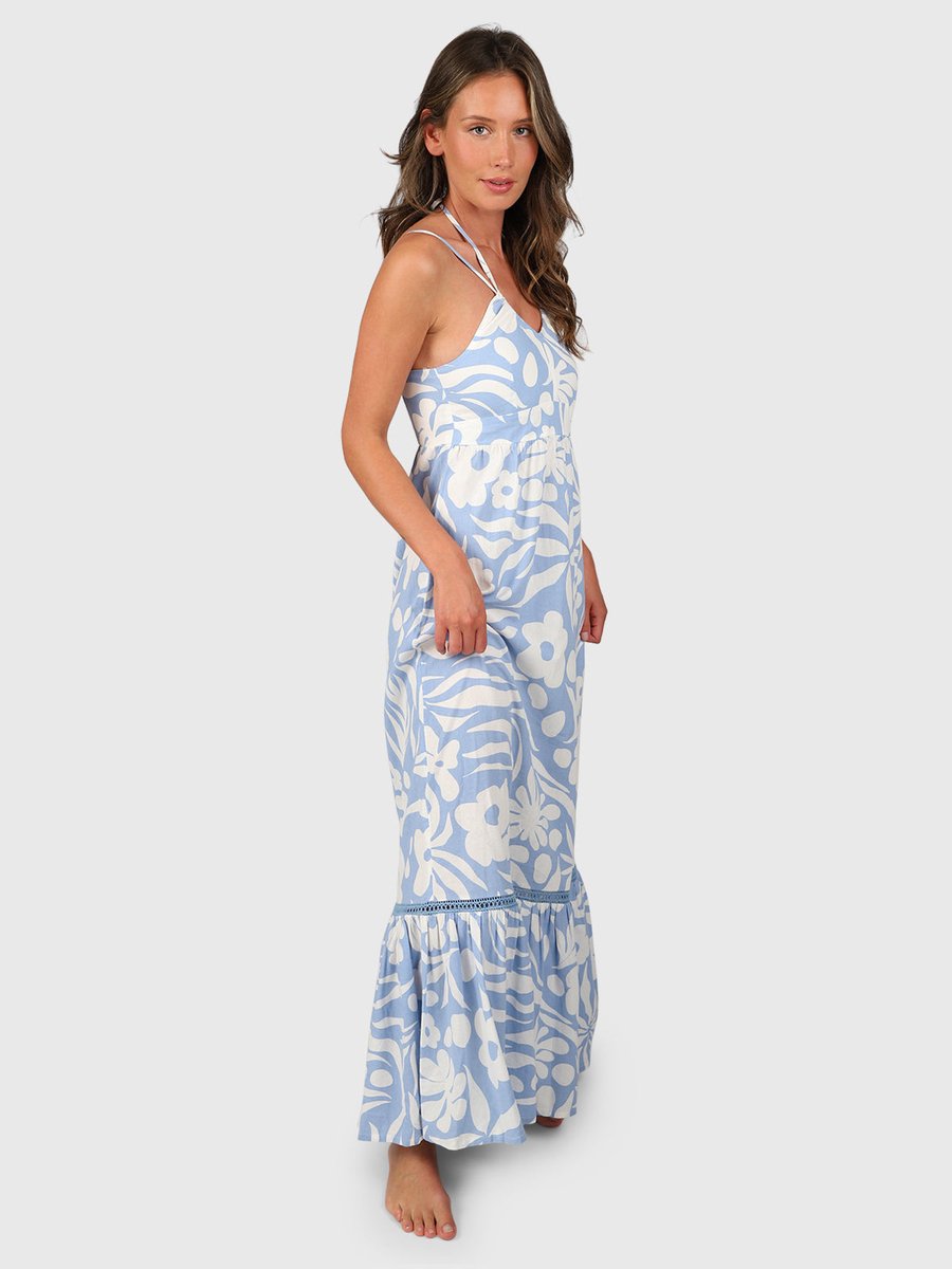 Brunotti Siena-Floral Swirl Dames Jurk Zomerjurk – XXL Bluebell