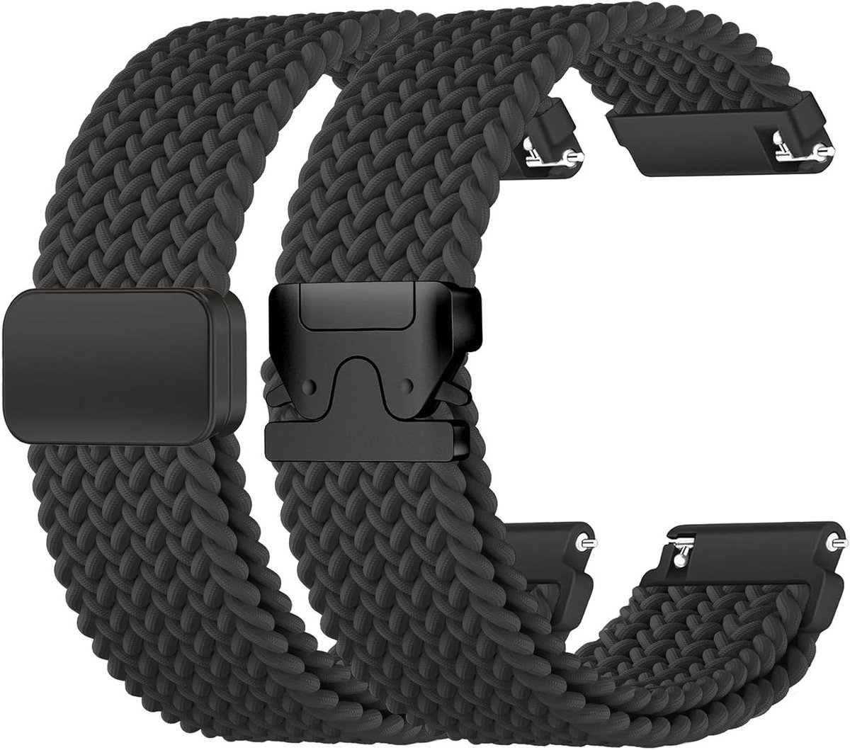 Magnetische Horlogeband - Nylon Armband - Smartwatch Gebruik - Versterkte Magnetische Sluiting - 22 mm - Zwart