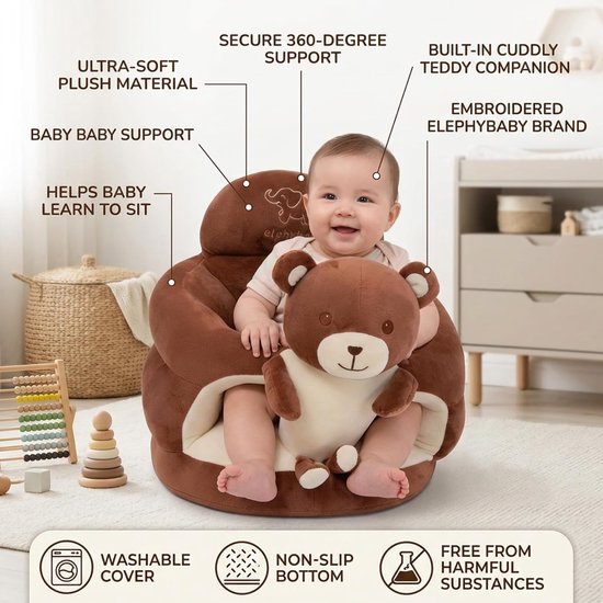 Baby Zit Stoel - Baby Zetel Baby Leuning - Baby Leren Zitten - Ergonomische Rugsteun — afbeelding 4