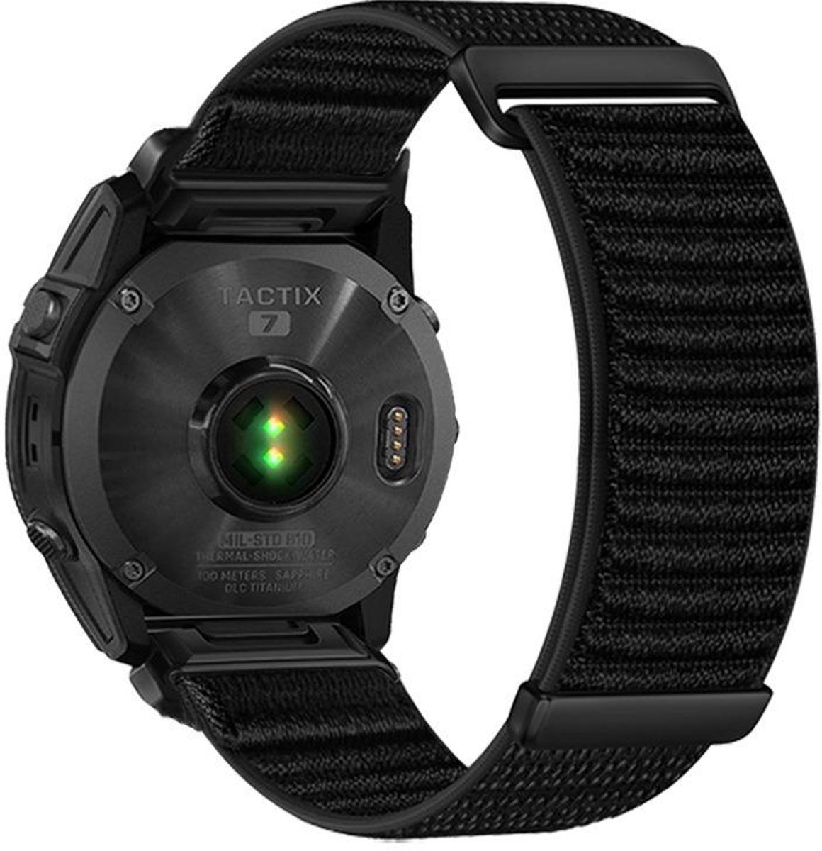 By Qubix - Nylon Sport Loop bandje - Zwart - Geschikt voor Garmin Quatix 8 - 51mm