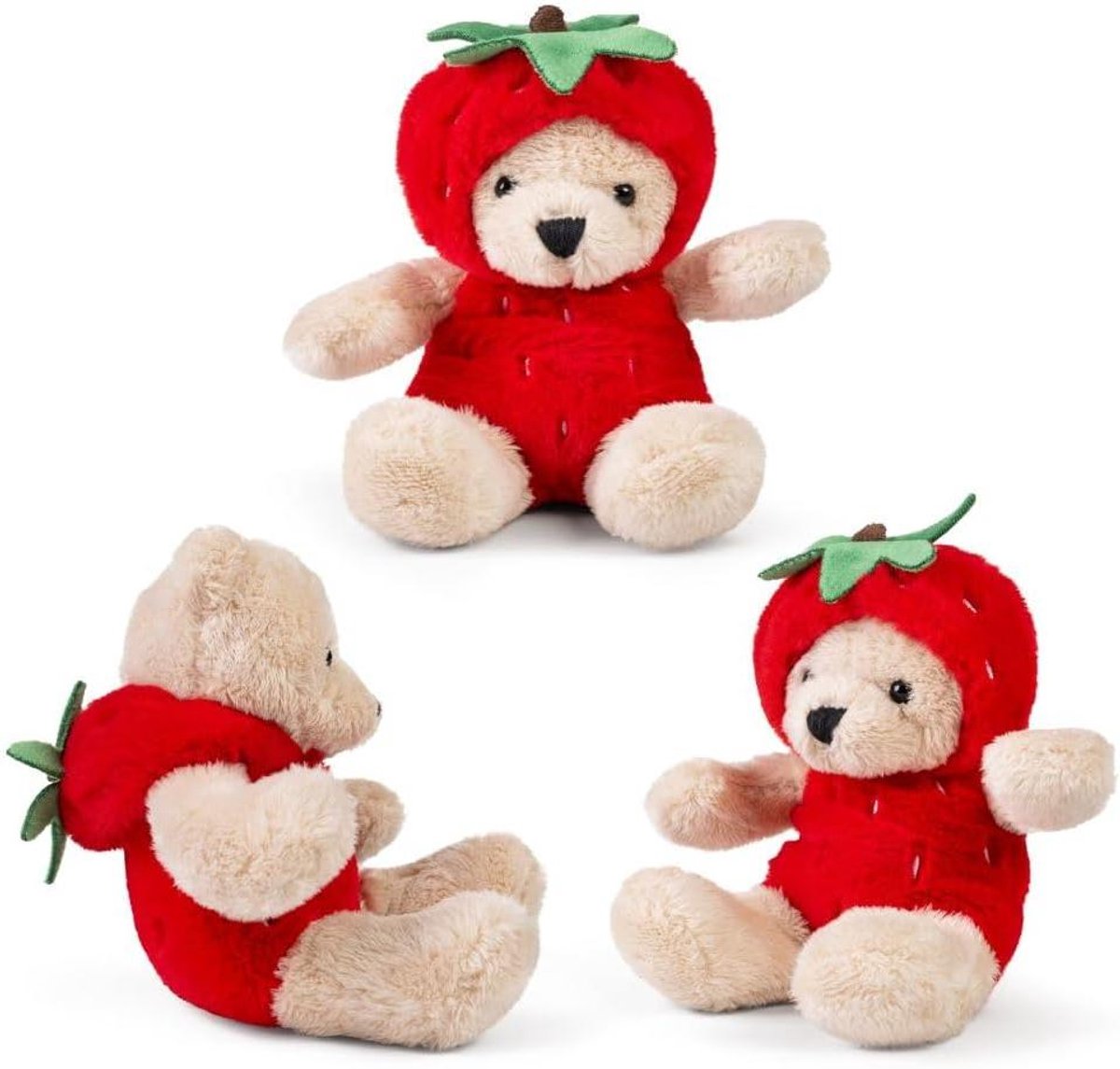 Pluche Aardbei - Zacht Speelgoed - Knuffelen en Spelen - Gemaakt van Gerecycled Materiaal - 13 centimeter - Rood