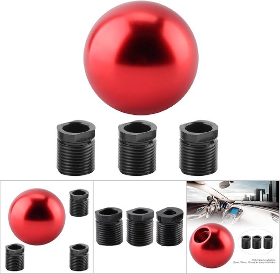 Handmatige Versnellingspookknop - Schakelknop Auto - Interieur Verbeteren - Universele Pasvorm - 3 Adapters - Rood — afbeelding 5