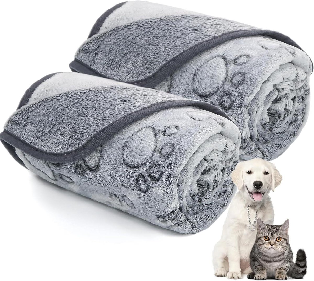 Deken voor Huisdieren - Zachte Pluche - Comfort en Bescherming - Dubbelzijdig Fleece - 24x32 Inch - Grijs