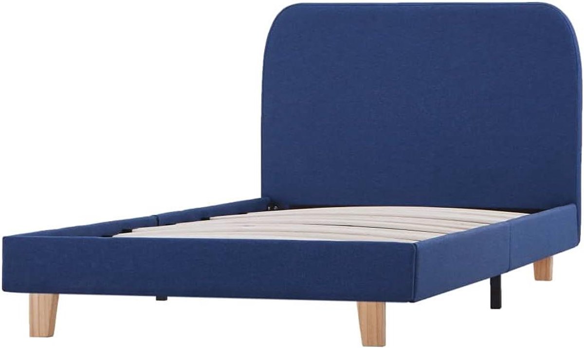 Bedframe Stof - Ledikant Slaapmeubel - Slaapkamer Inrichten - Robuust Hout en Ijzer - 90 x