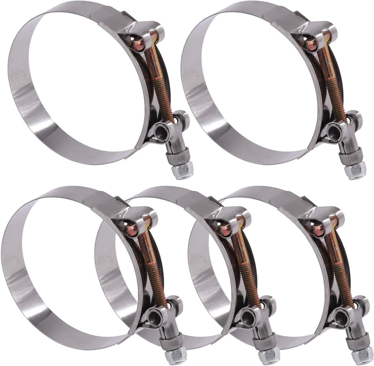 Roestvrijstalen T-Bolt Slangklemmen voor Turbo Suction en Luchtkoeler, Set van 5 voor Betrouwbare Bevestiging