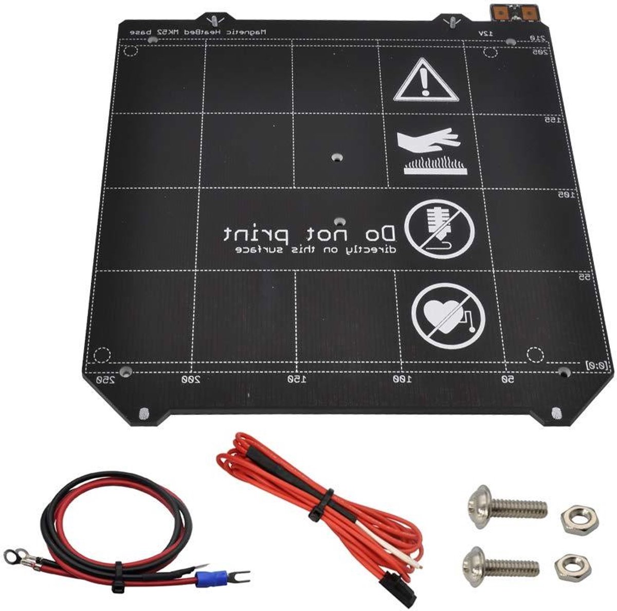 Verwarmd PCB Bed - Heatbed Printer - 3D Printen - Zonder Magneten - 28.9 x 27.9 cm - Zwart
