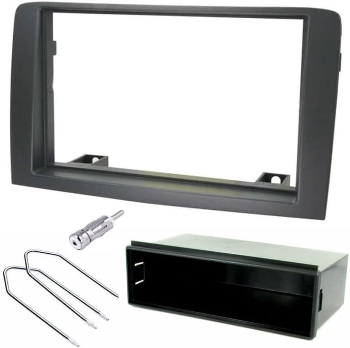 Radio Paneel Kit - Inbouwframe Auto - Radio Monteren - 1-DIN 2-DIN Universeel - 182x58mm 183x113mm - Donkergrijs