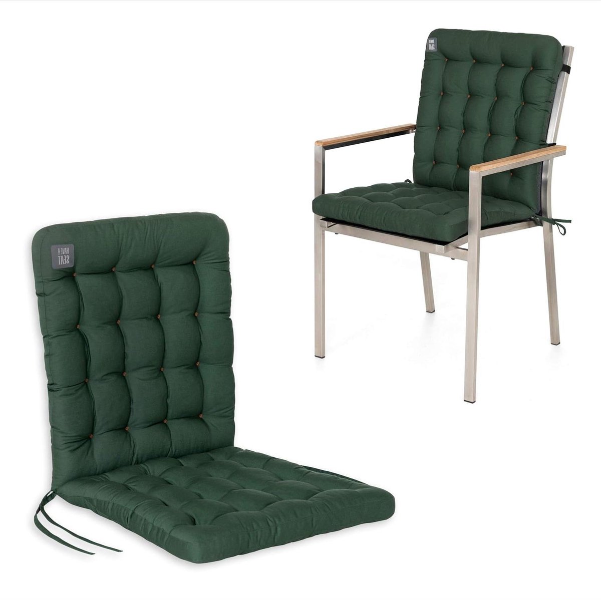Tuinstoelkussen - Zitkussen Tuinstoel - Comfortabel Zitten - Orthopedisch Ontwerp - 100 x 48 cm - Mosgroen