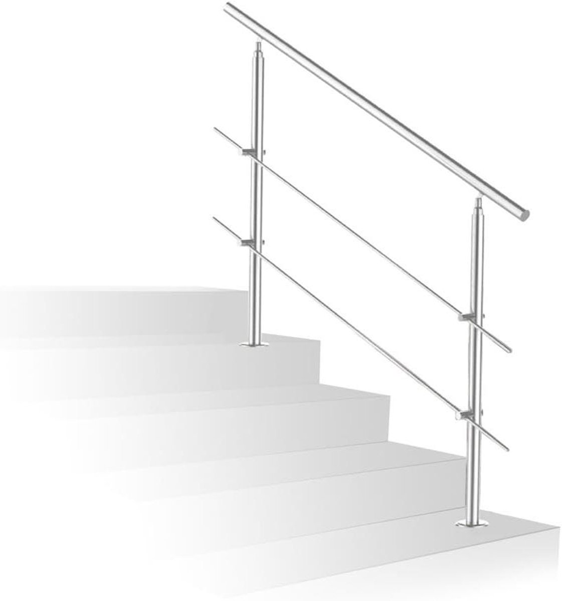 Trapleuning Roestvrij Staal - Buiten Leuning - Veilig Traplopen - Instelbare Hoek - 100 cm - Zilver