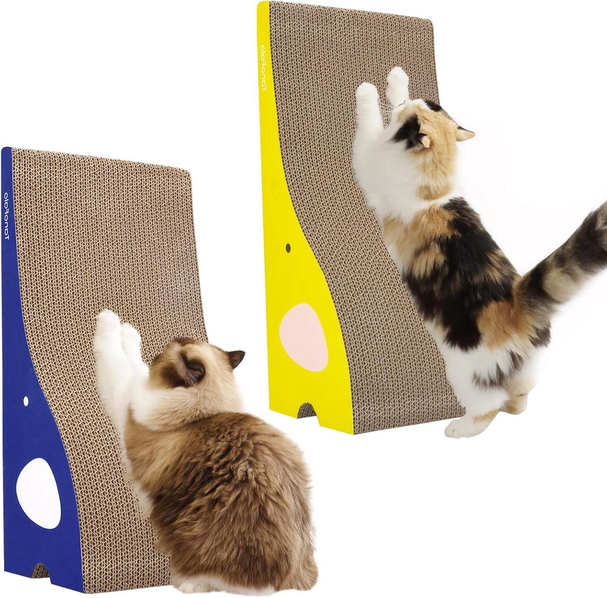 Krabplank Kat - Krabpaal Karton - Krabbelen Ontlasten - Olifant Vorm - 2 Stuks - Geel Blauw