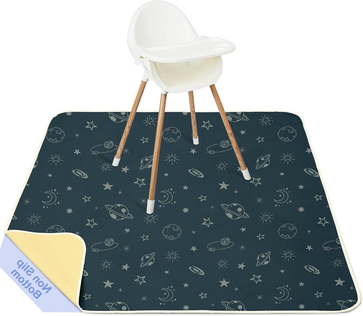 Kinderstoelkussen - Eetmat - Vloerbescherming - Waterdicht Antislip - 107x117cm - Donkerblauw